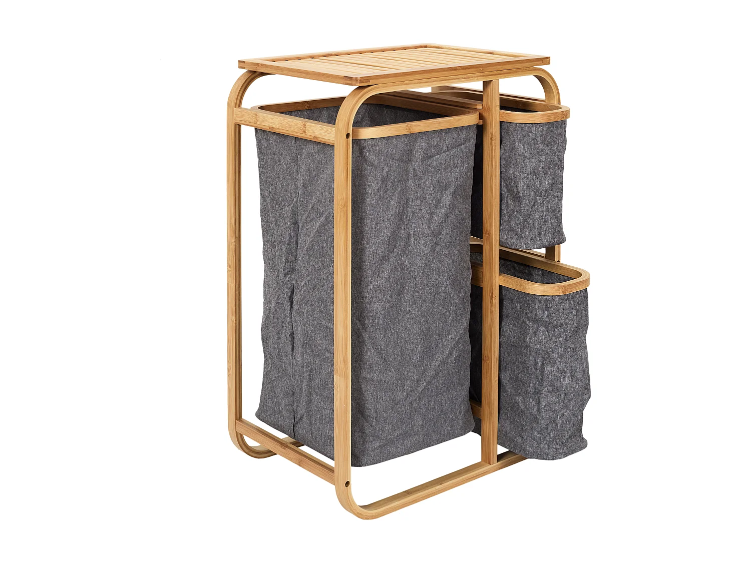 Rangement 3 Compartiments Support Bambou Gris