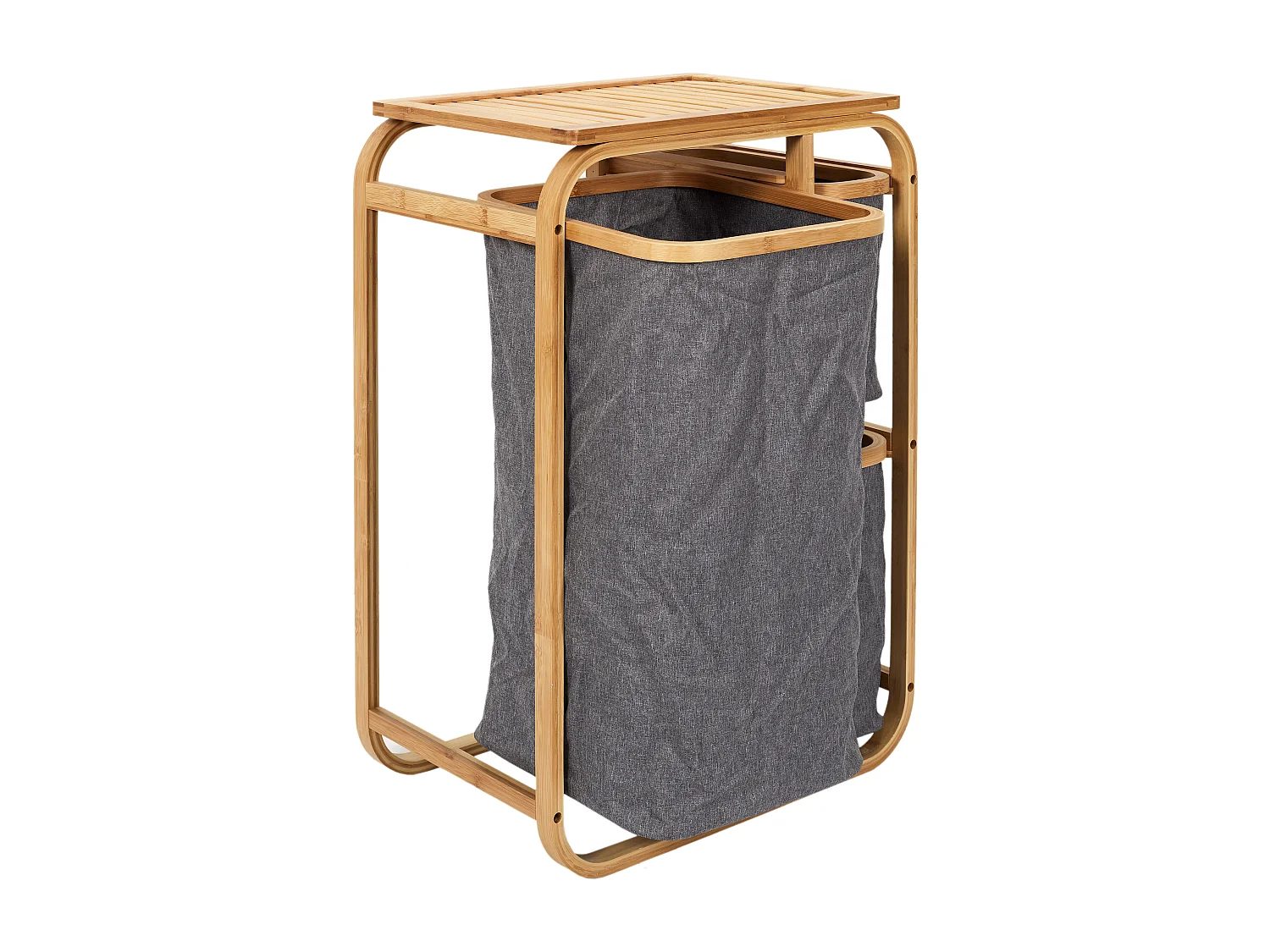 Rangement 3 Compartiments Support Bambou Gris