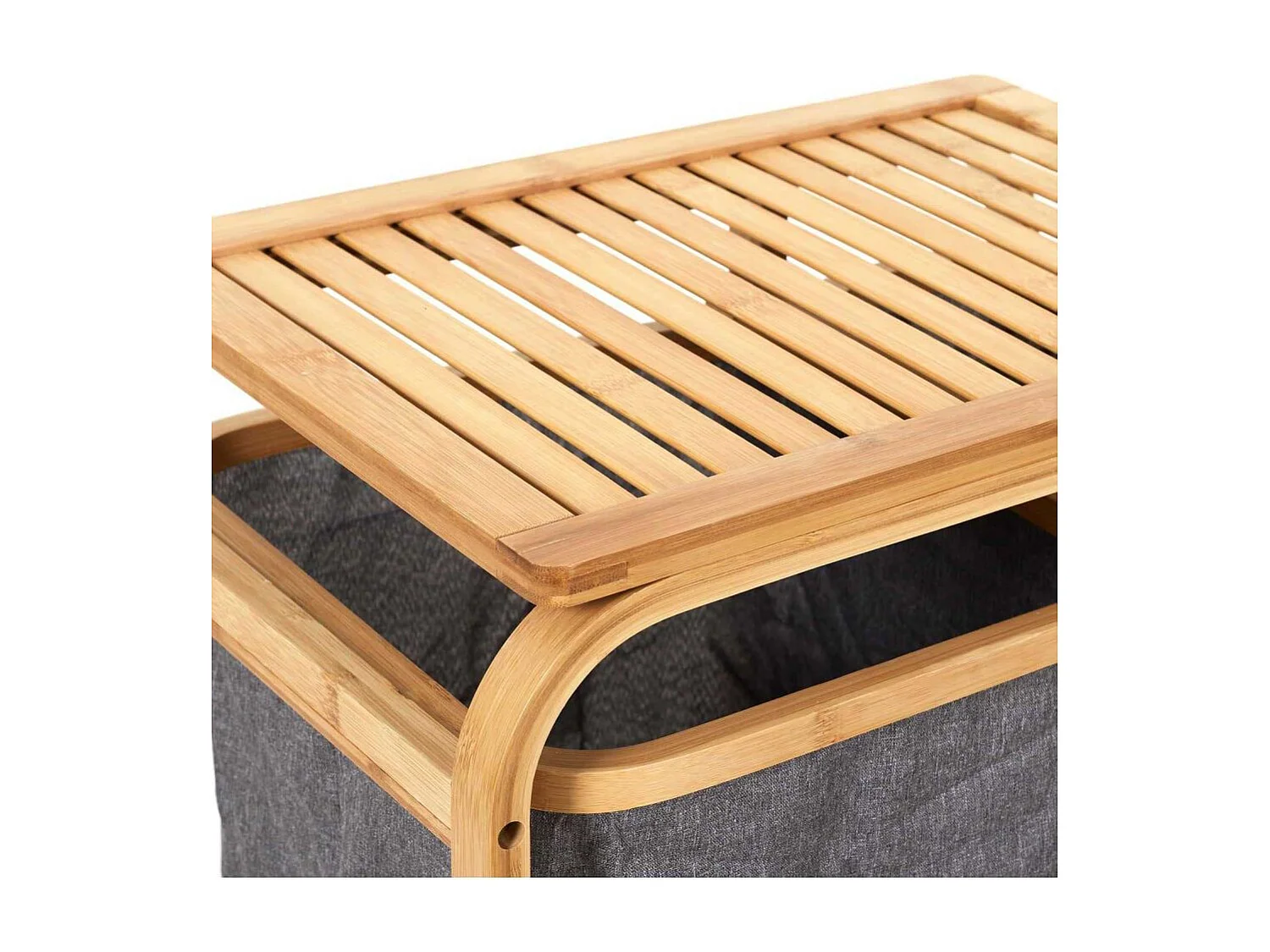 Rangement 3 Compartiments Support Bambou Gris