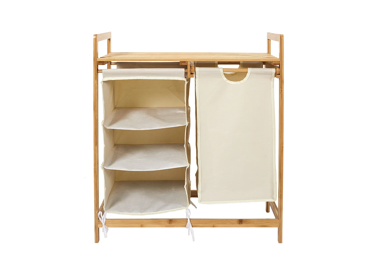 Rangement Compartiments Support Bambou Beige, Marron