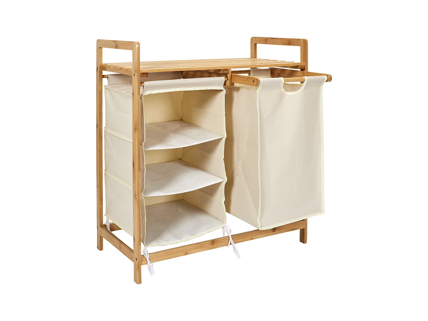 Rangement Compartiments Support Bambou Beige, Marron