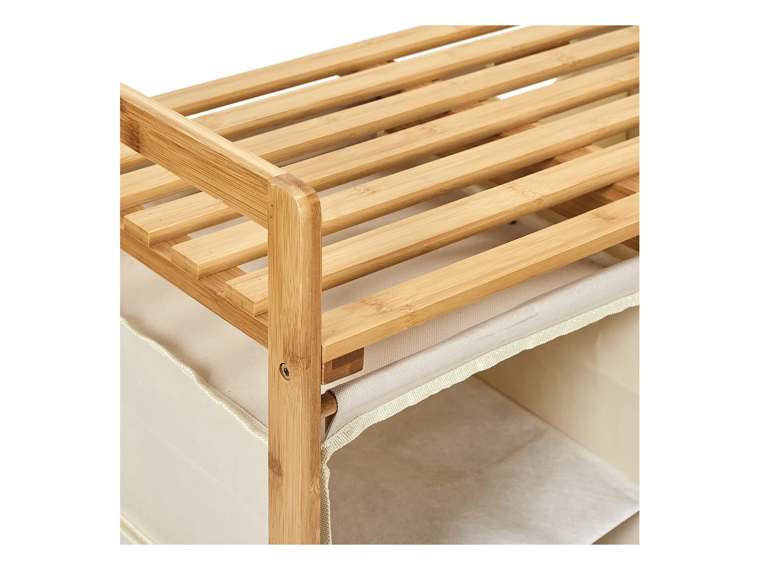 Rangement Compartiments Support Bambou Beige, Marron