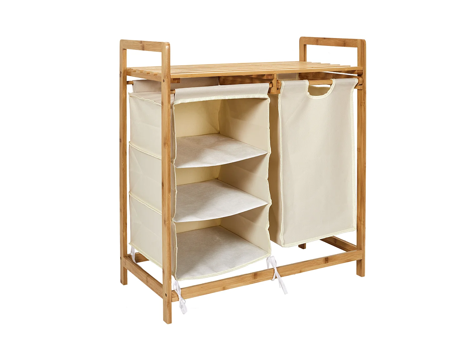 Rangement Compartiments Support Bambou Beige, Marron