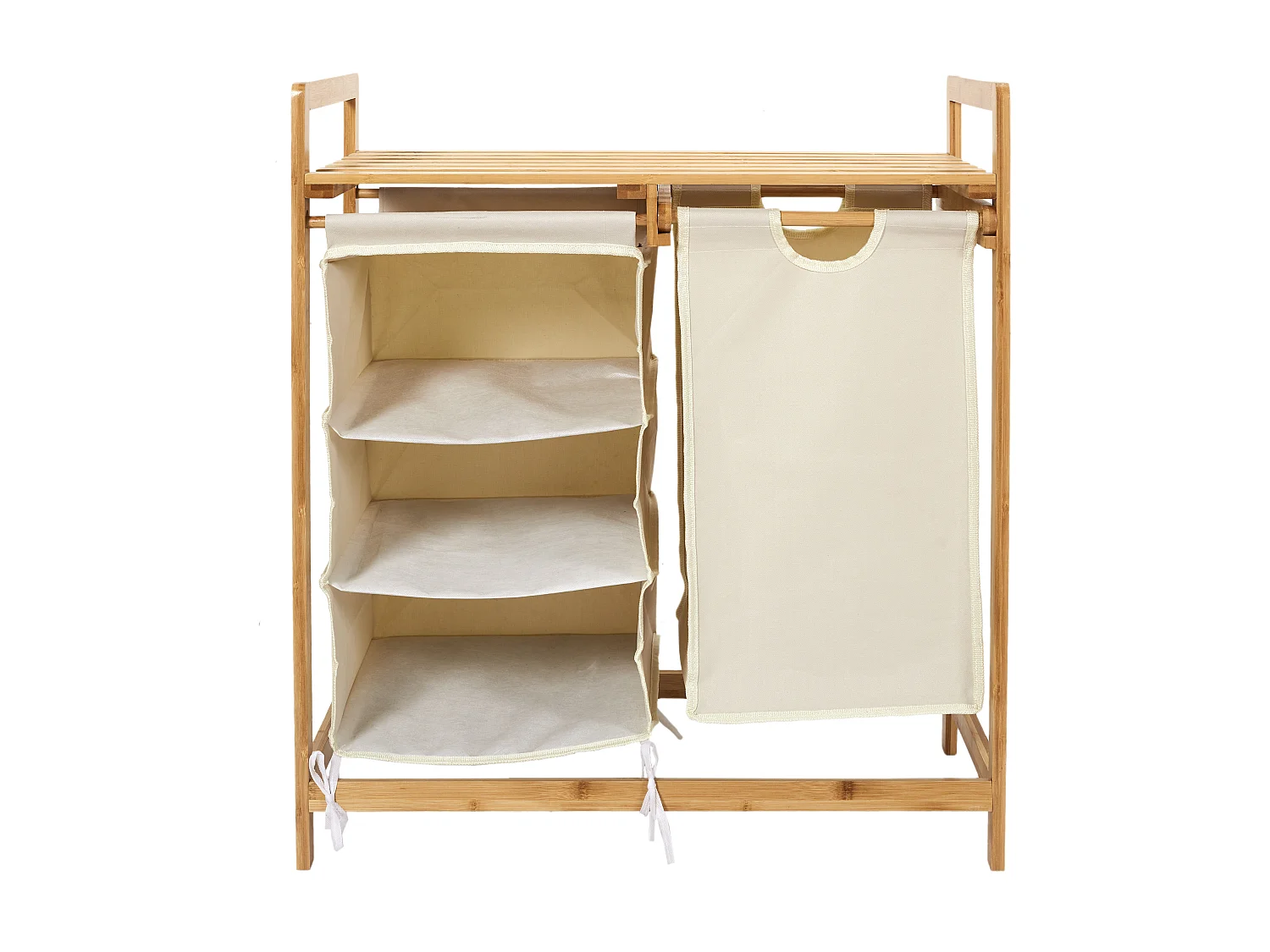 Rangement Compartiments Support Bambou Beige, Marron