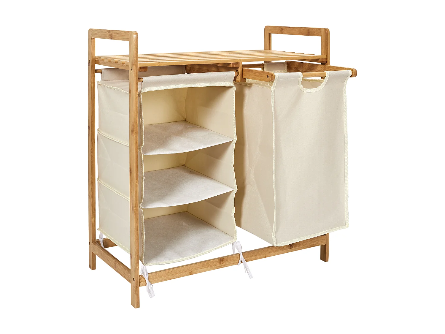 Rangement Compartiments Support Bambou Beige, Marron