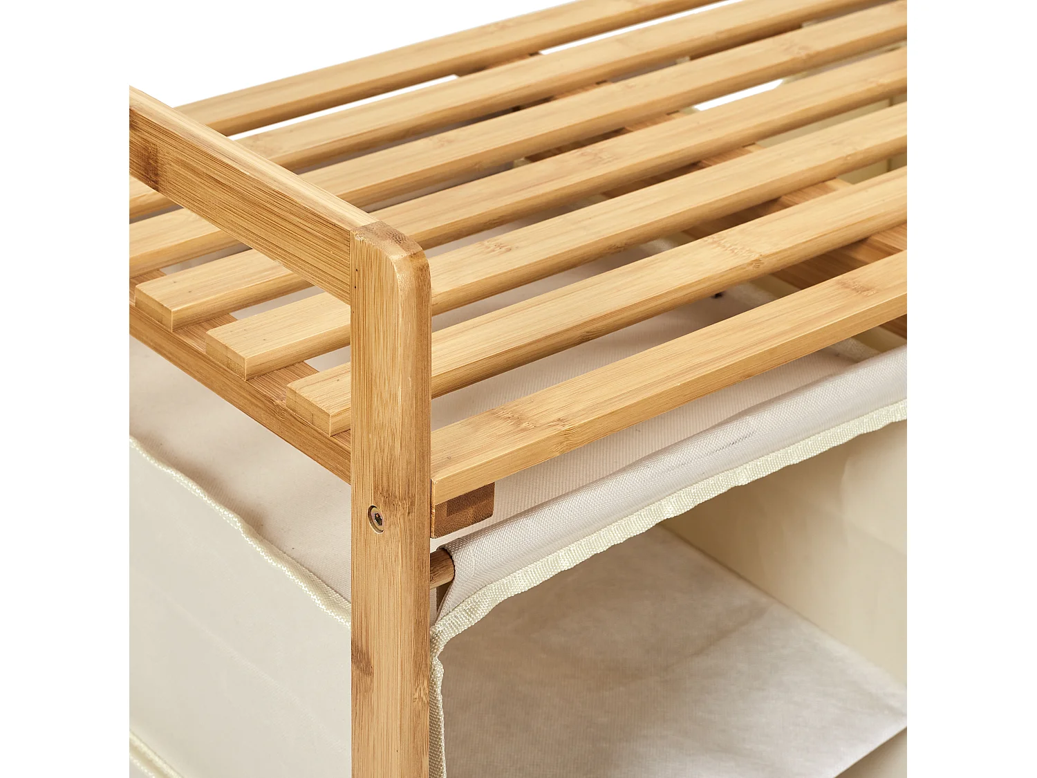 Rangement Compartiments Support Bambou Beige, Marron