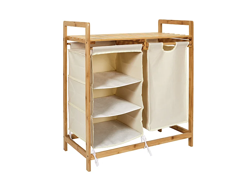 Rangement Compartiments Support Bambou Beige, Marron