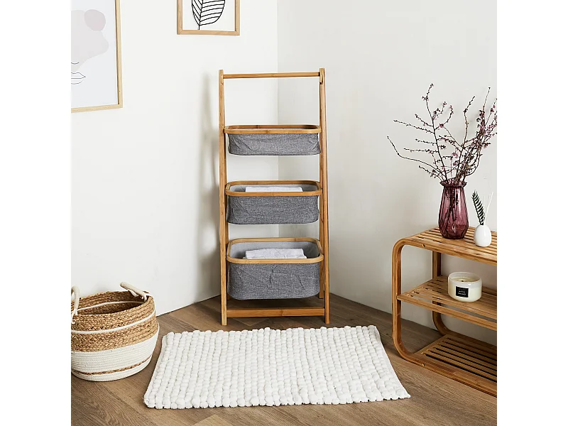 Etagere Rangement Bambou Gris