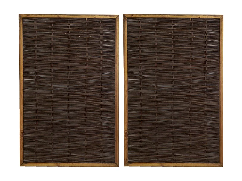 Claustra en pin naturel et osier naturel Lot de 2