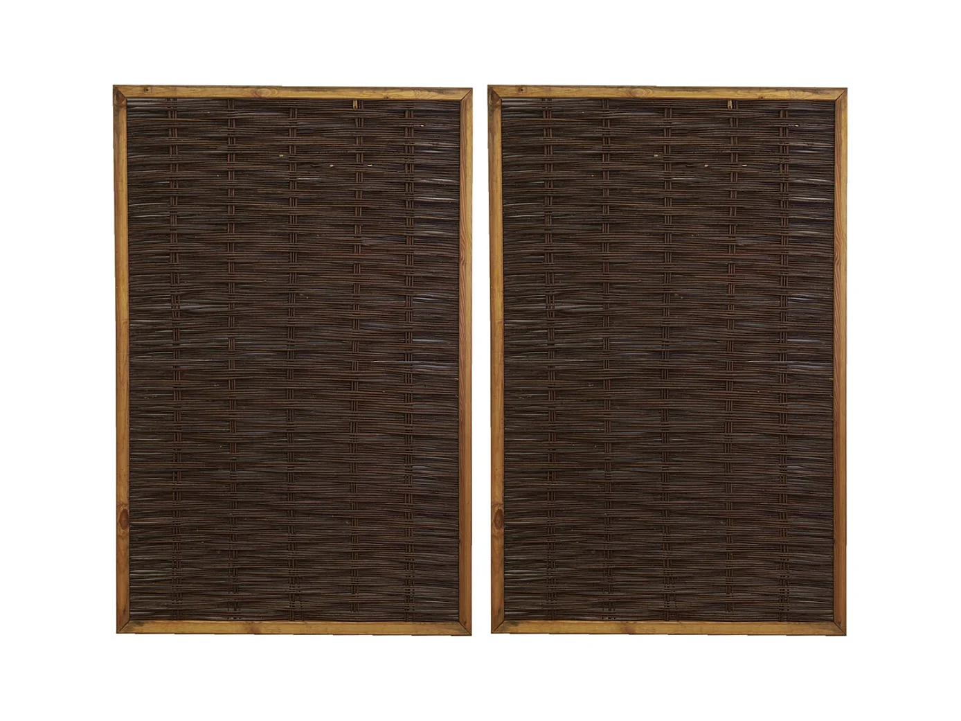 Claustra en pin naturel et osier naturel Lot de 2