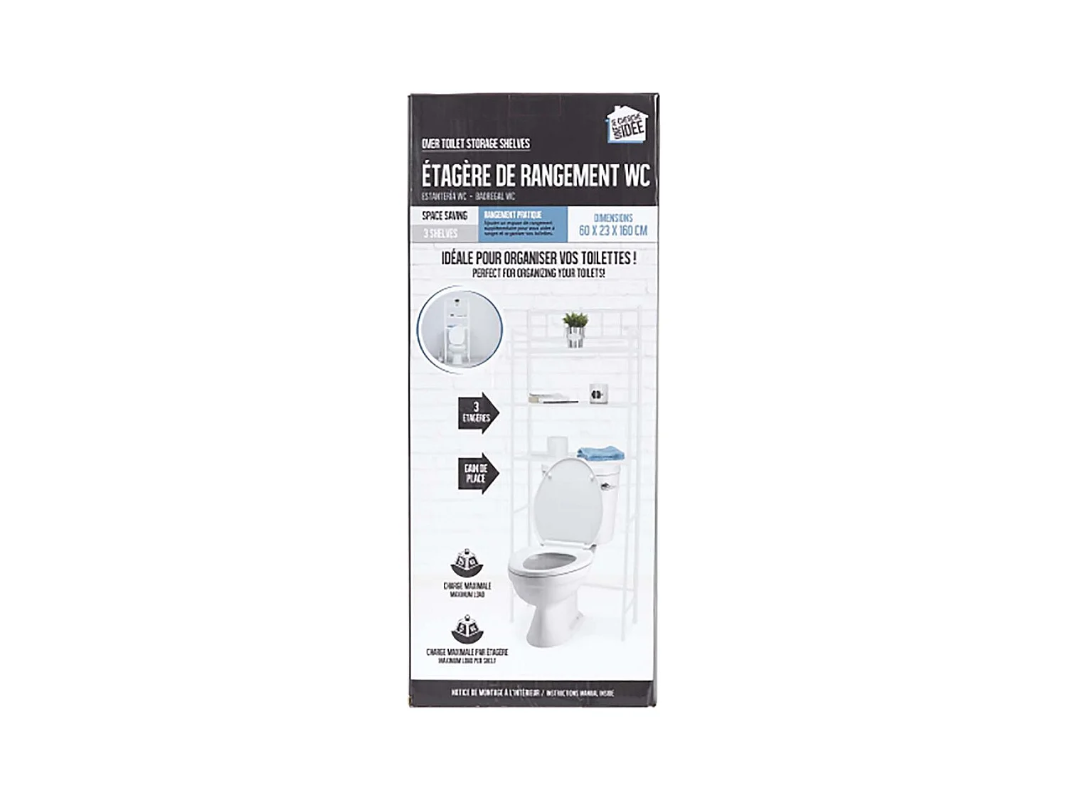 Etagere De Rangement Wc 160x60x23cm Blanc