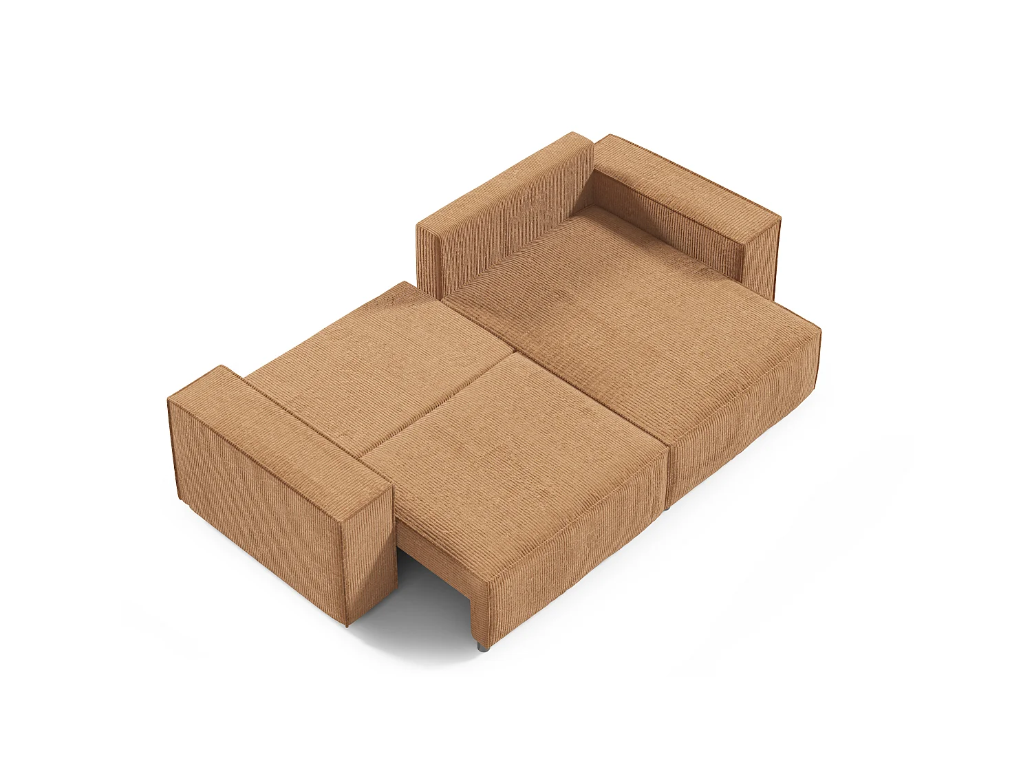 Canapé d'angle Convertible Vella Mini en Velours côtelé. Coffre de Rangement - 260 cm de Longueur (Beige)