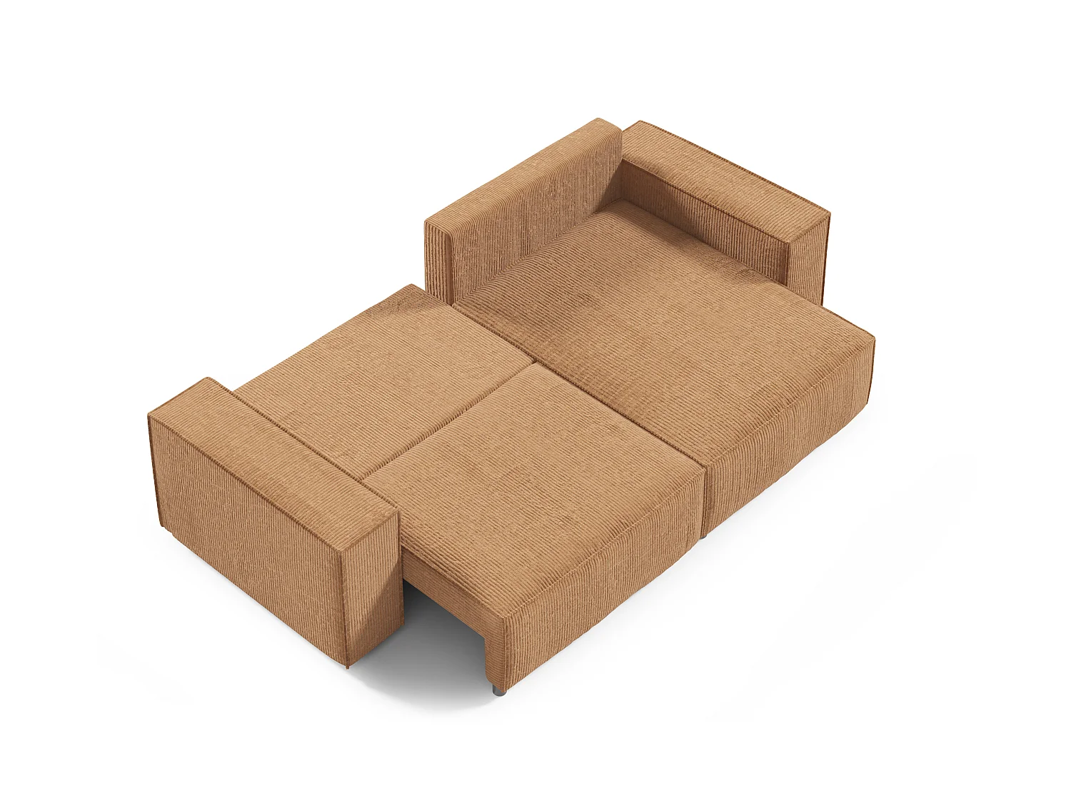 Canapé d'angle Convertible Vella Mini en Velours côtelé. Coffre de Rangement - 260 cm de Longueur (Beige)