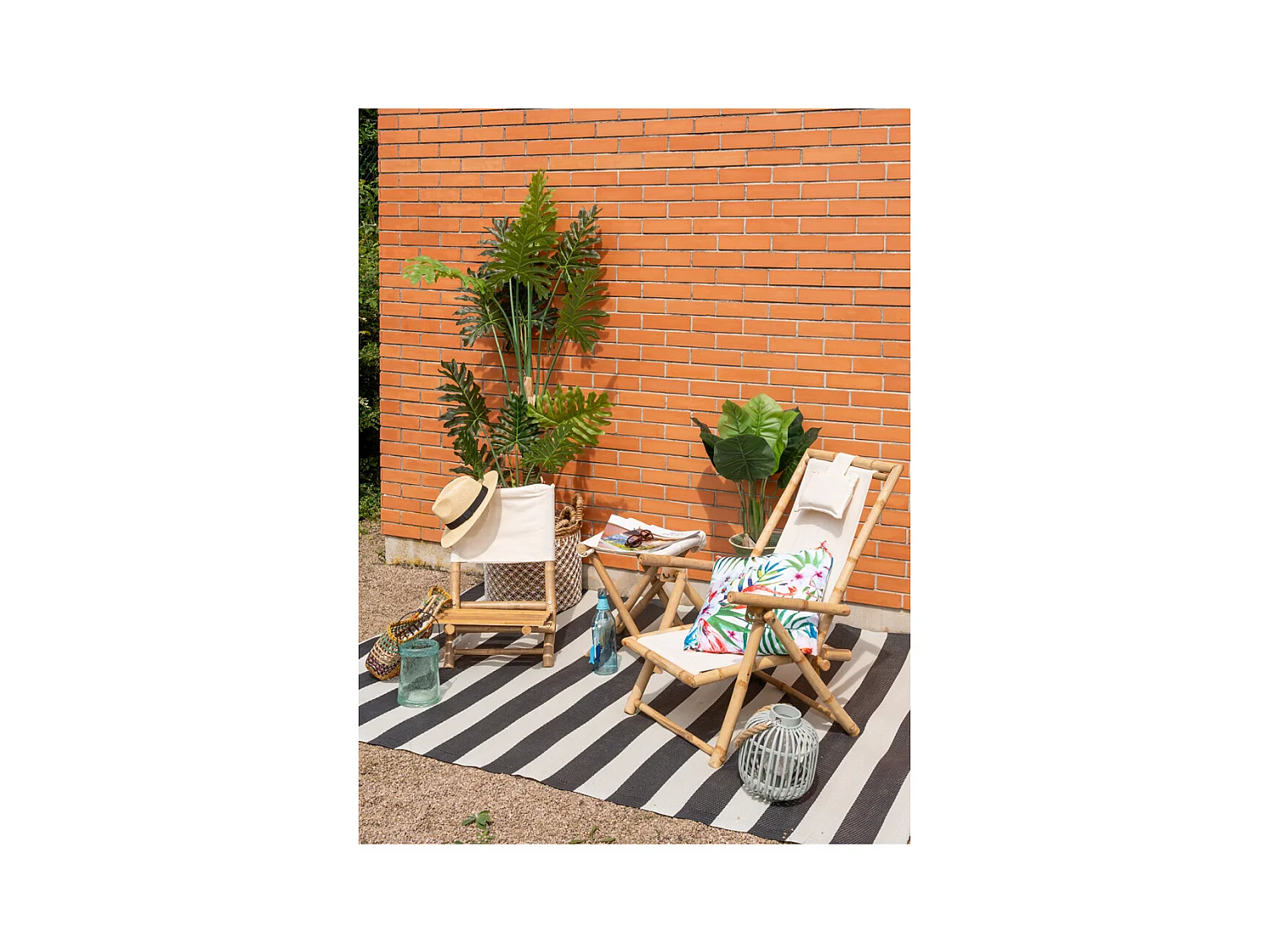 Chaise relax pliante en bambou