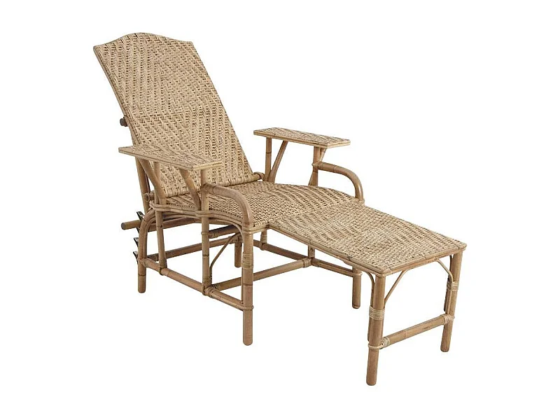Chaise longue en manau et lame de rotin