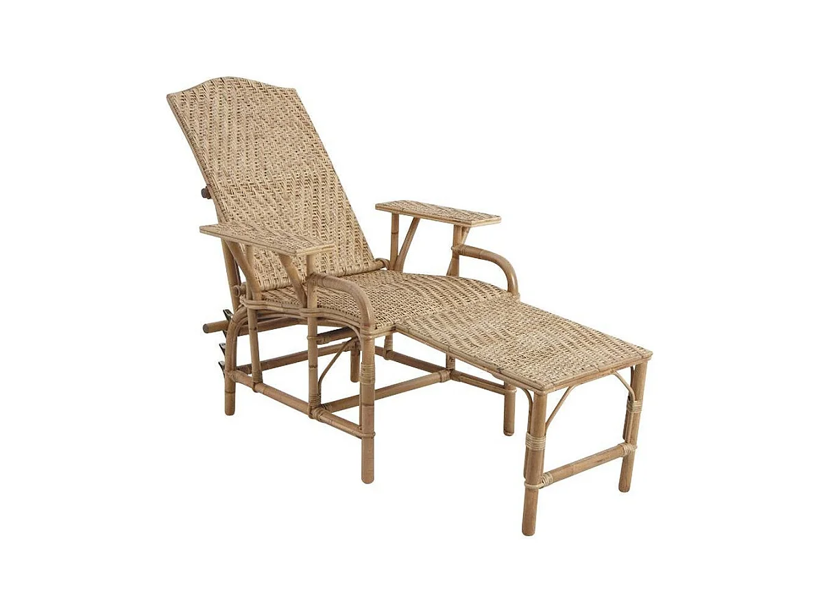 Chaise longue en manau et lame de rotin