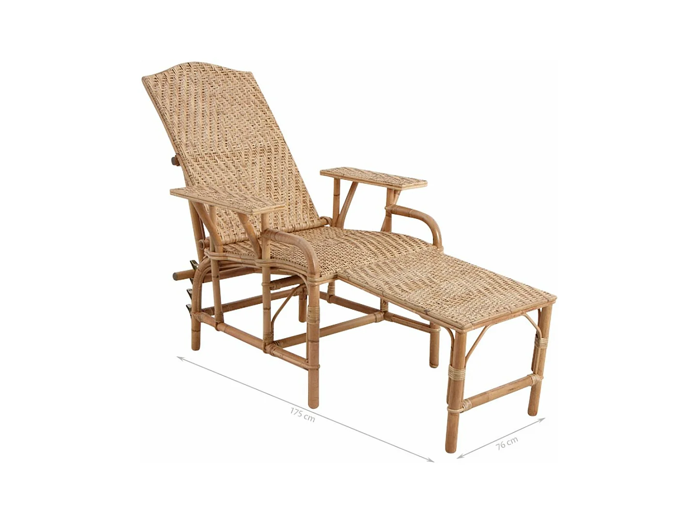 Chaise longue en manau et lame de rotin