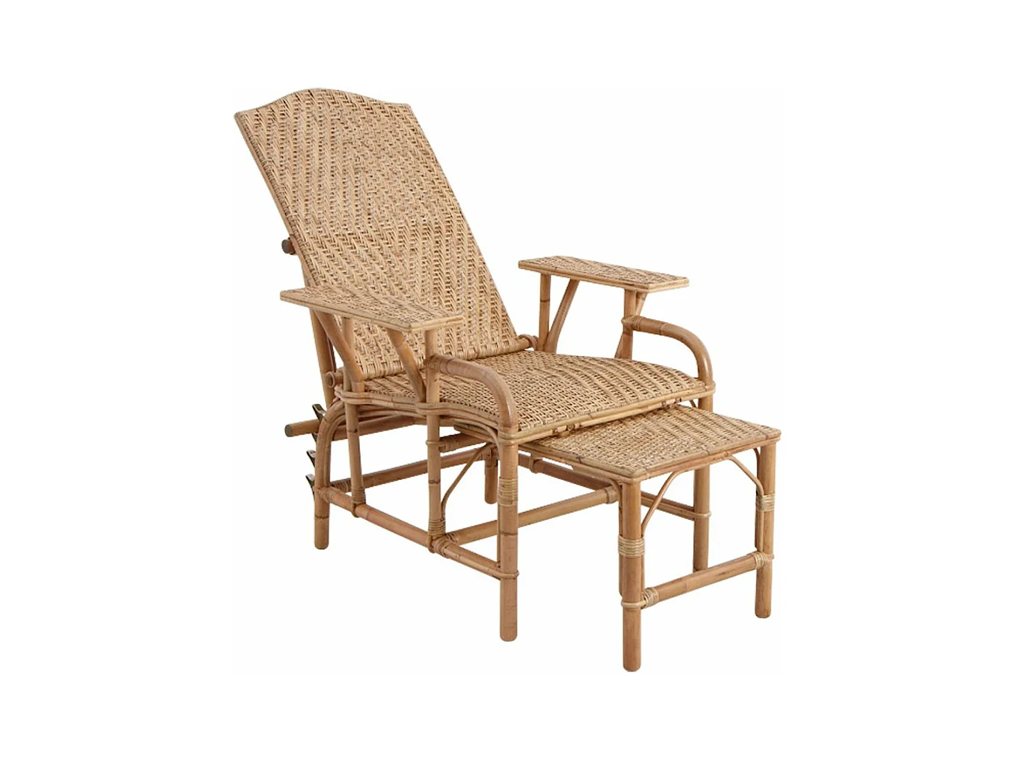 Chaise longue en manau et lame de rotin