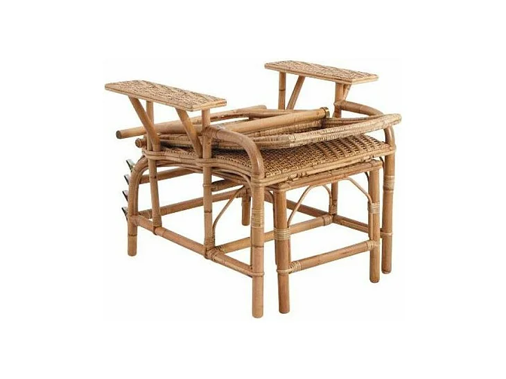 Chaise longue en manau et lame de rotin