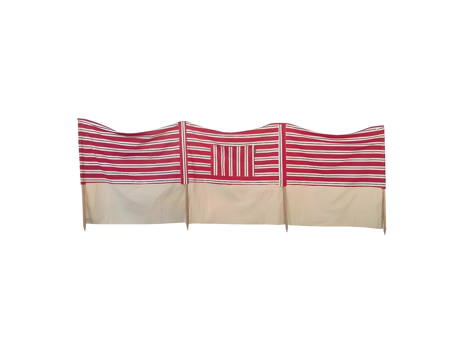 Windschutz Strand 2.7m Stoff 100% Baumwolle Evora Rot - Ecru und Blau