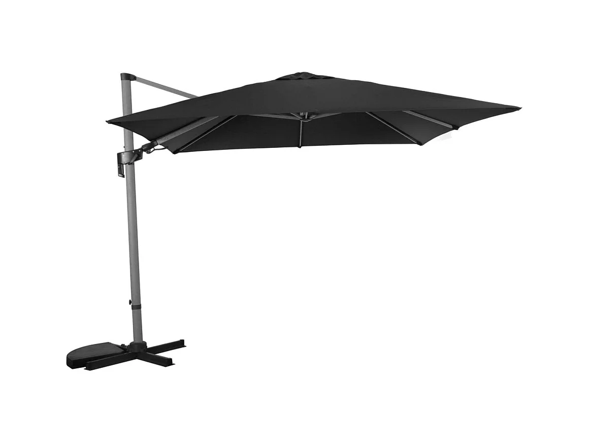 Parasol déporté orientable 3 x 3 m Manado Mât imitation bois flotté gris