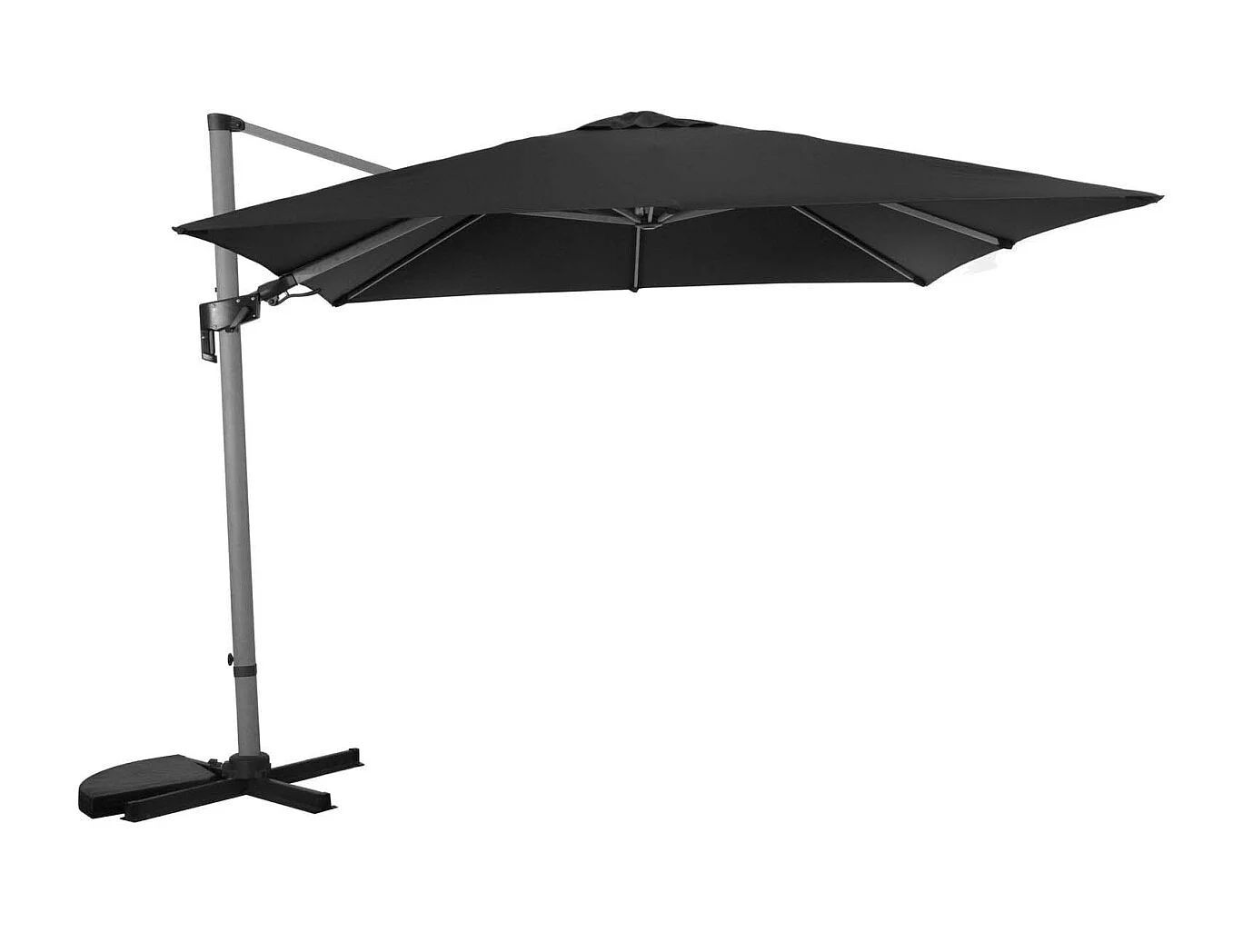Parasol déporté orientable 3 x 3 m Manado Mât imitation bois flotté gris
