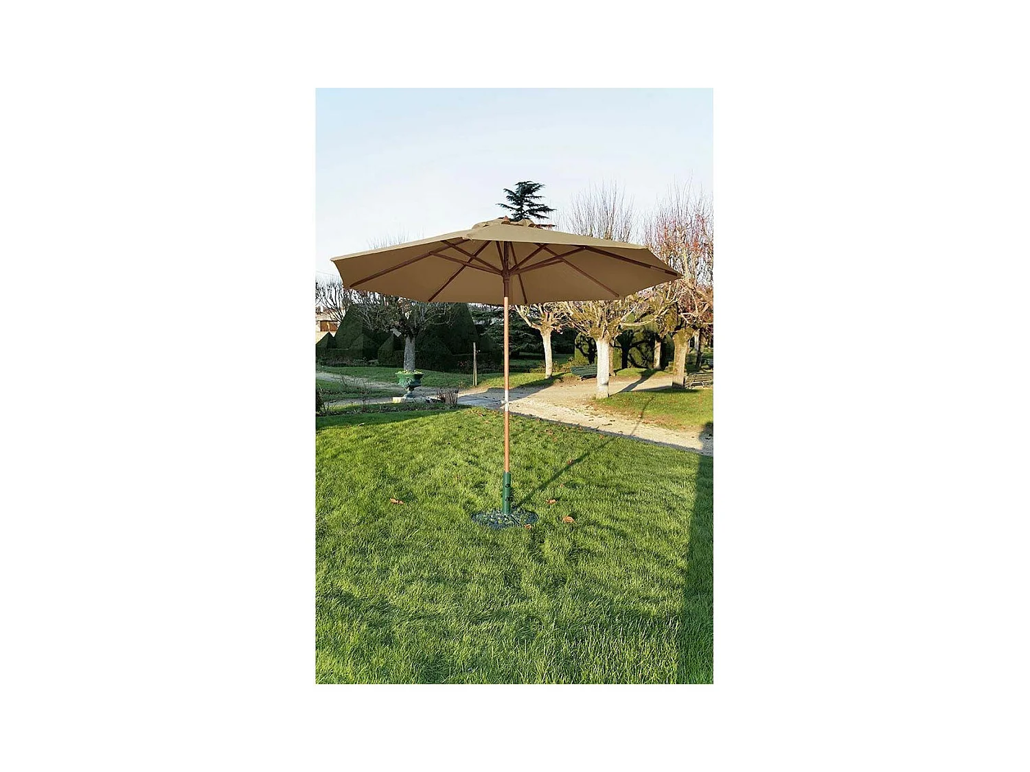 Parasol en bois 350 cm avec manivelle June