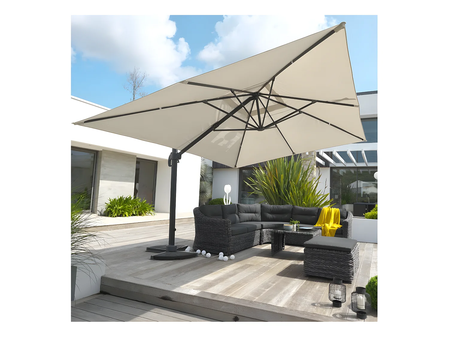 Parasol Déporté à Manivelle "Sevilla" 400cm Gris