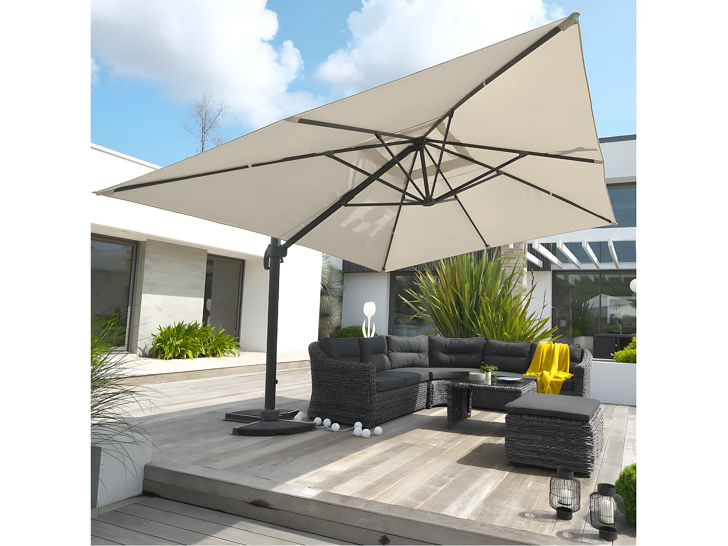 Parasol Déporté à Manivelle "Sevilla" 400cm Gris