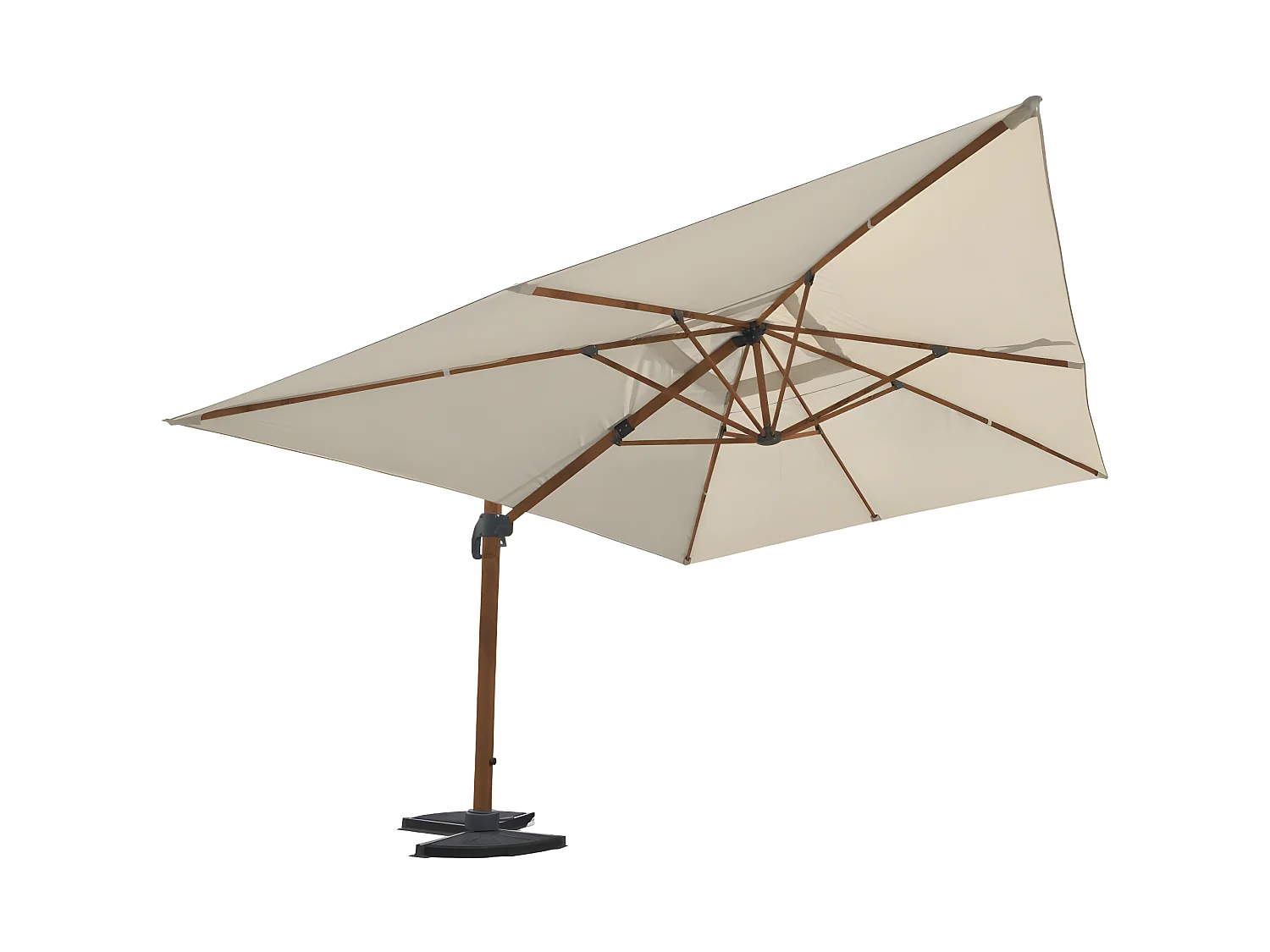 Parasol Déporté Imitation Bois "Sevilla" 400cm Gris