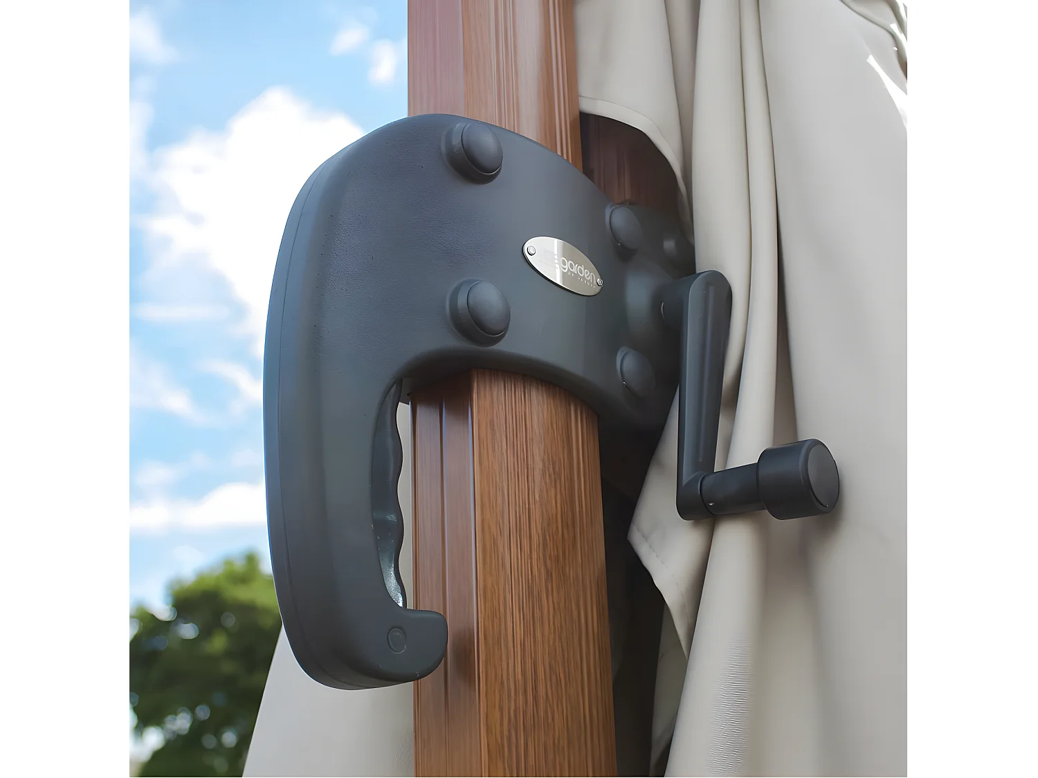 Parasol Déporté Imitation Bois "Sevilla" 400cm Gris