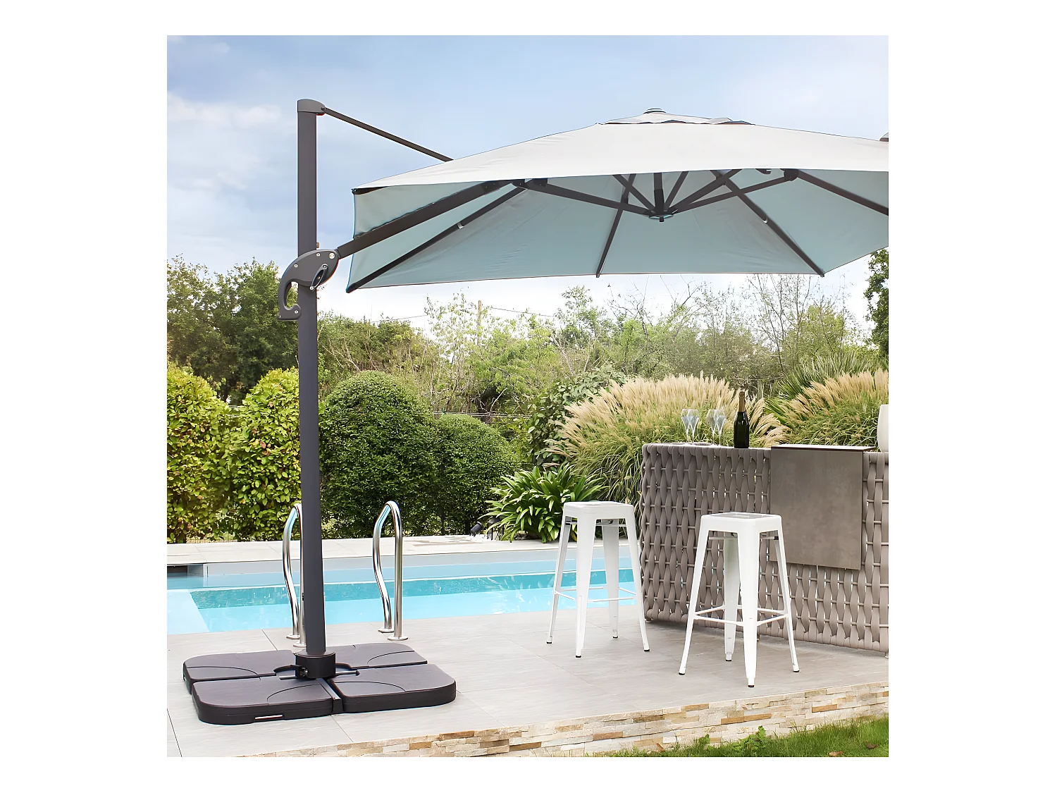 Parasol Déporté à Manivelle "Sevilla" 250cm Gris