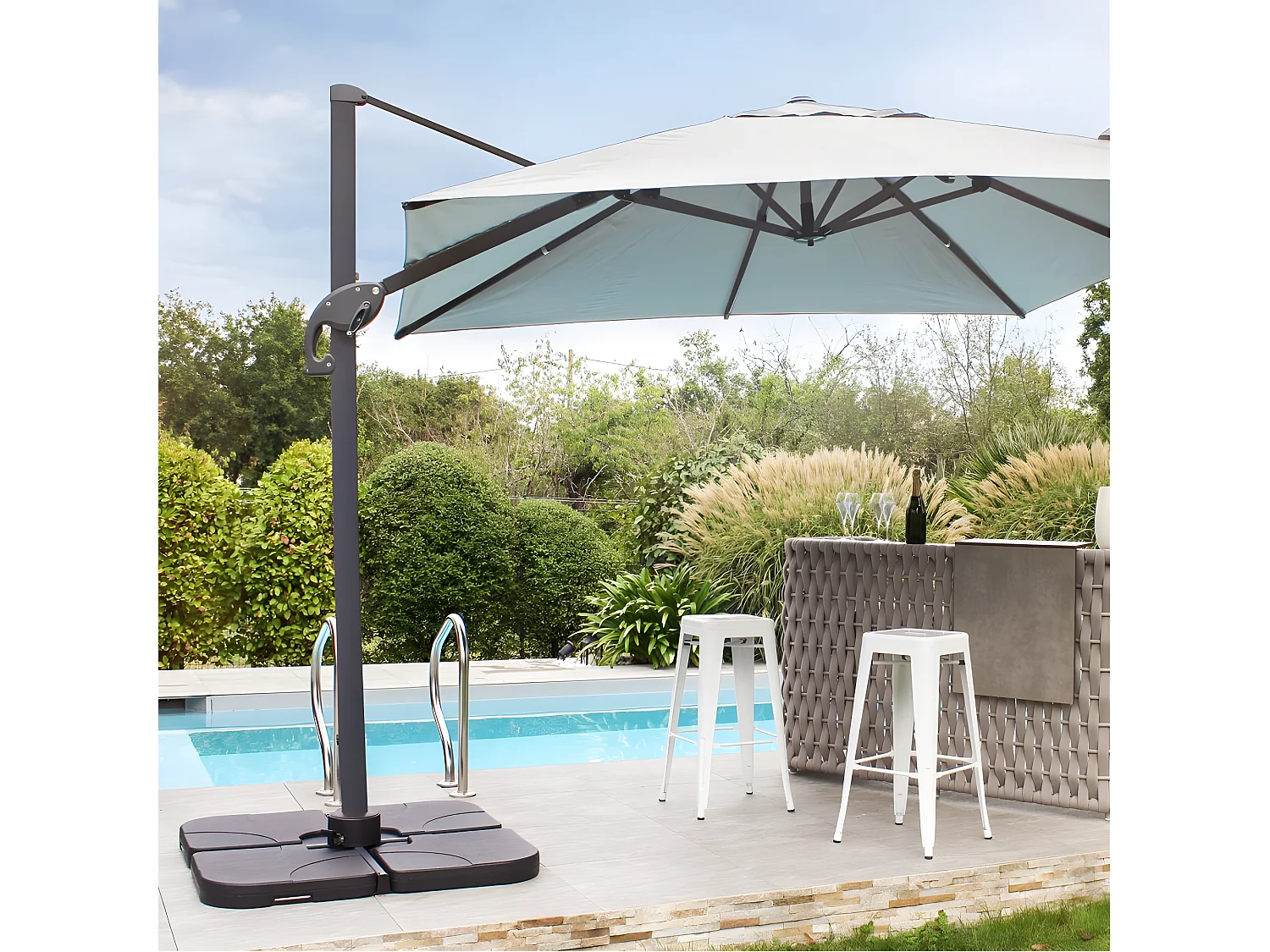 Parasol Déporté à Manivelle "Sevilla" 250cm Gris