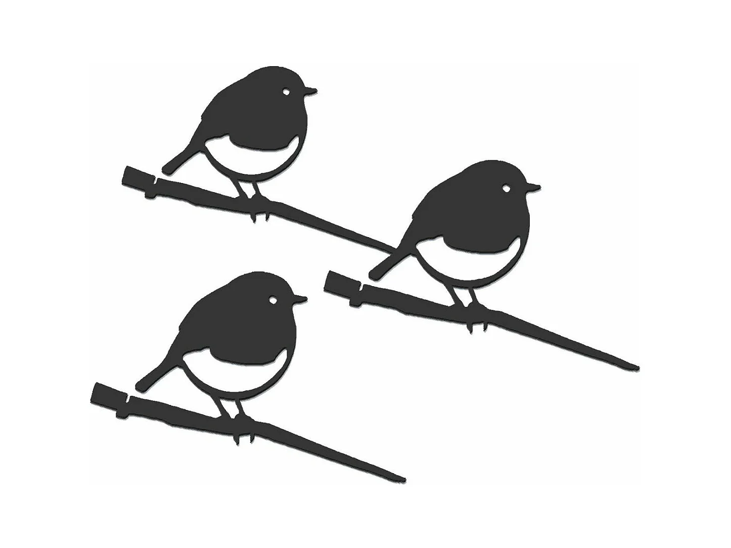 Oiseaux à planter mini rouge -gorge en acier corten (Lot de 3)