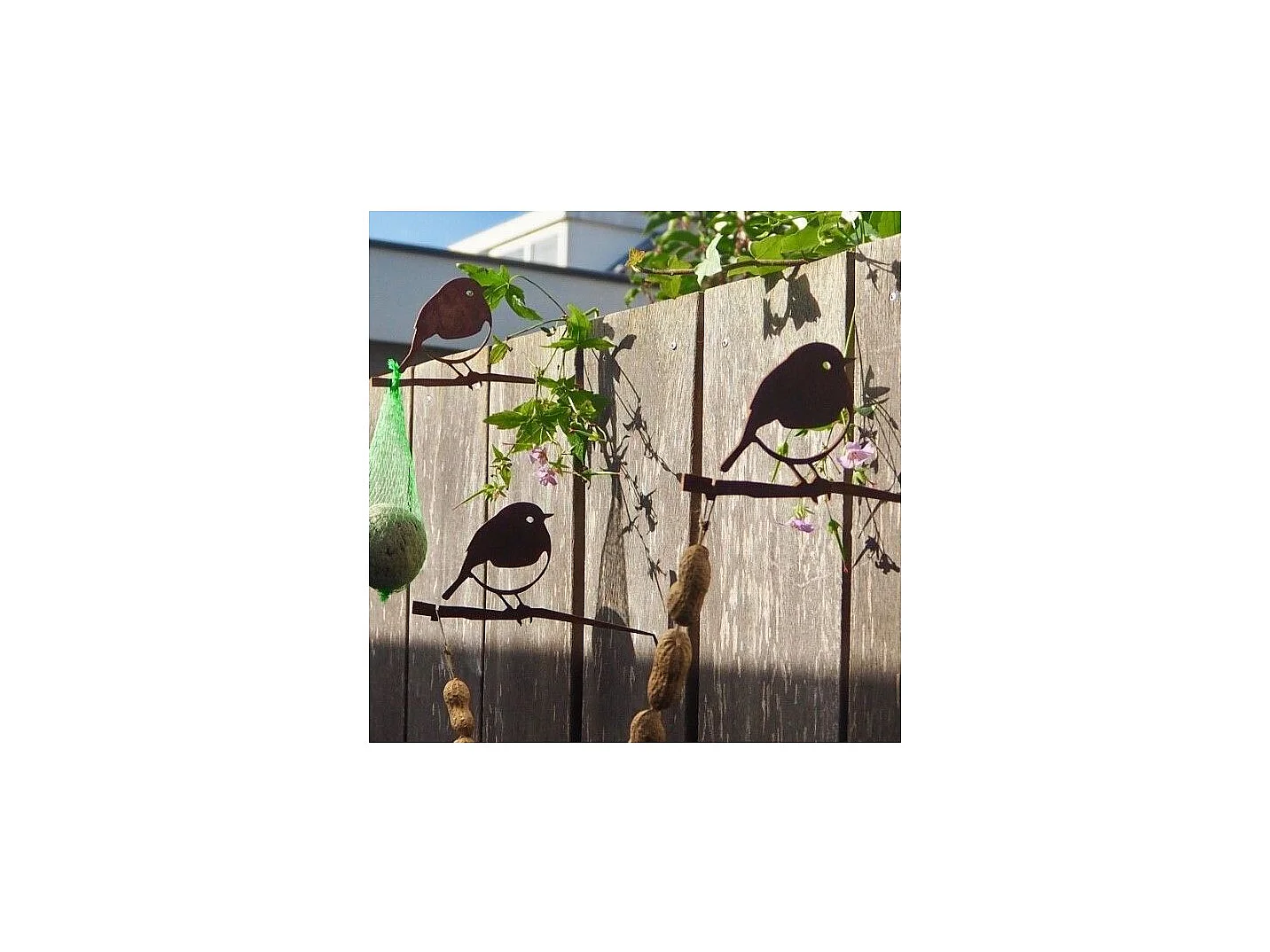 Oiseaux à planter mini rouge -gorge en acier corten (Lot de 3)