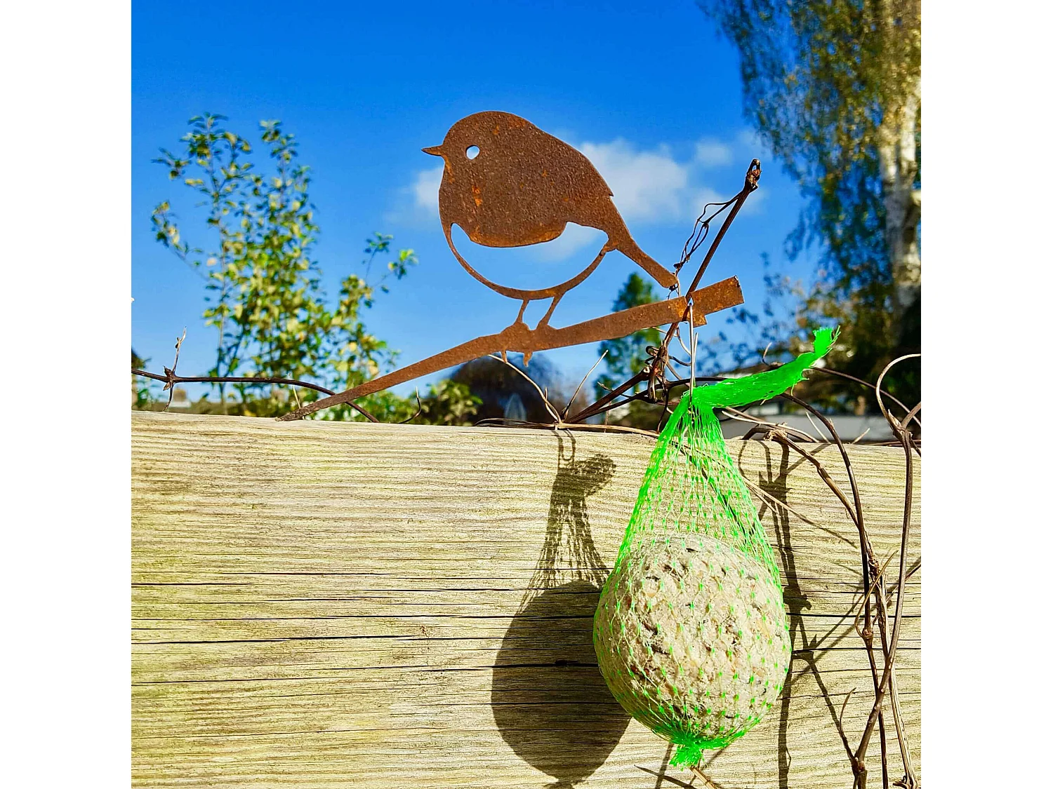 Oiseaux à planter mini rouge -gorge en acier corten (Lot de 3)