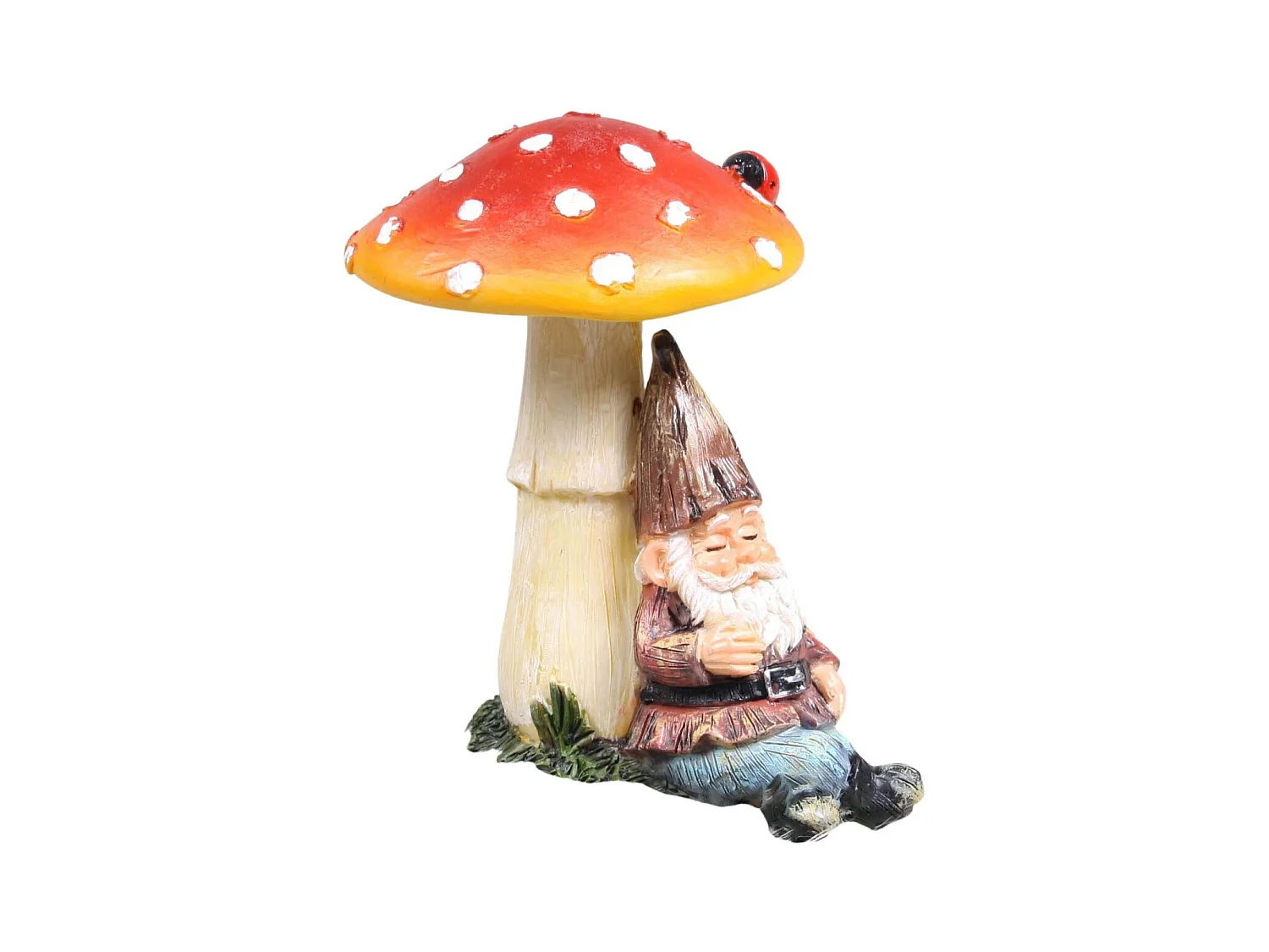 Mini nain de jardin en résine Assis champignon