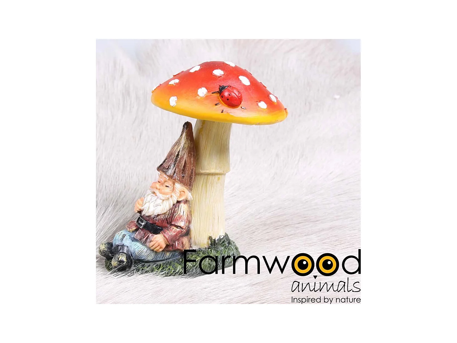 Mini nain de jardin en résine Assis champignon