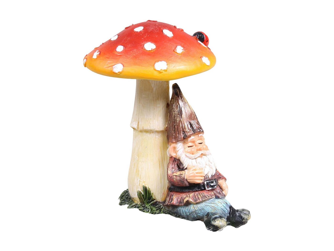Gnomo Da Giardino Con Fungo - Statua In Resina Decorativa | Per Esterno E Interno