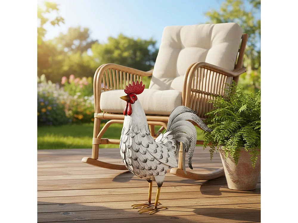 Gallo decorativo in metallo 53 cm