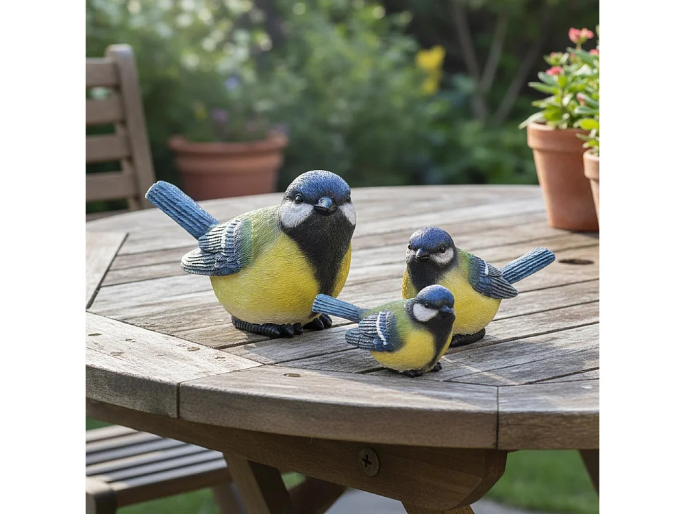 Oiseau mésange charbonnière en résine 20 x 10 x 12 cm