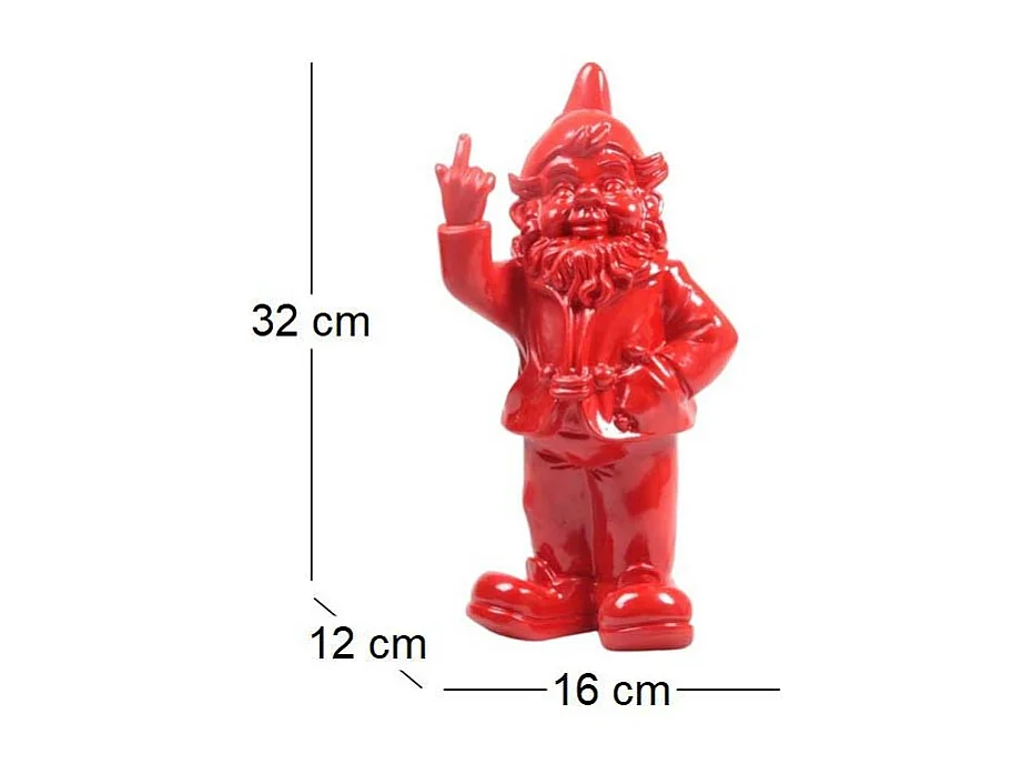 Nain de jardin en résine F*ck 16 x 12 x 32 cm