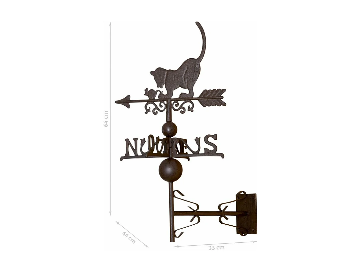 Girouette chat avec frise en fonte