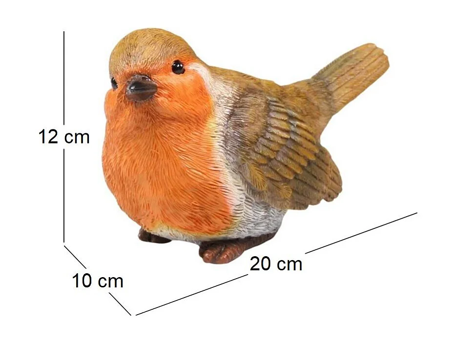 Oiseau rouge-gorge en résine 20 x 10 x 12 cm