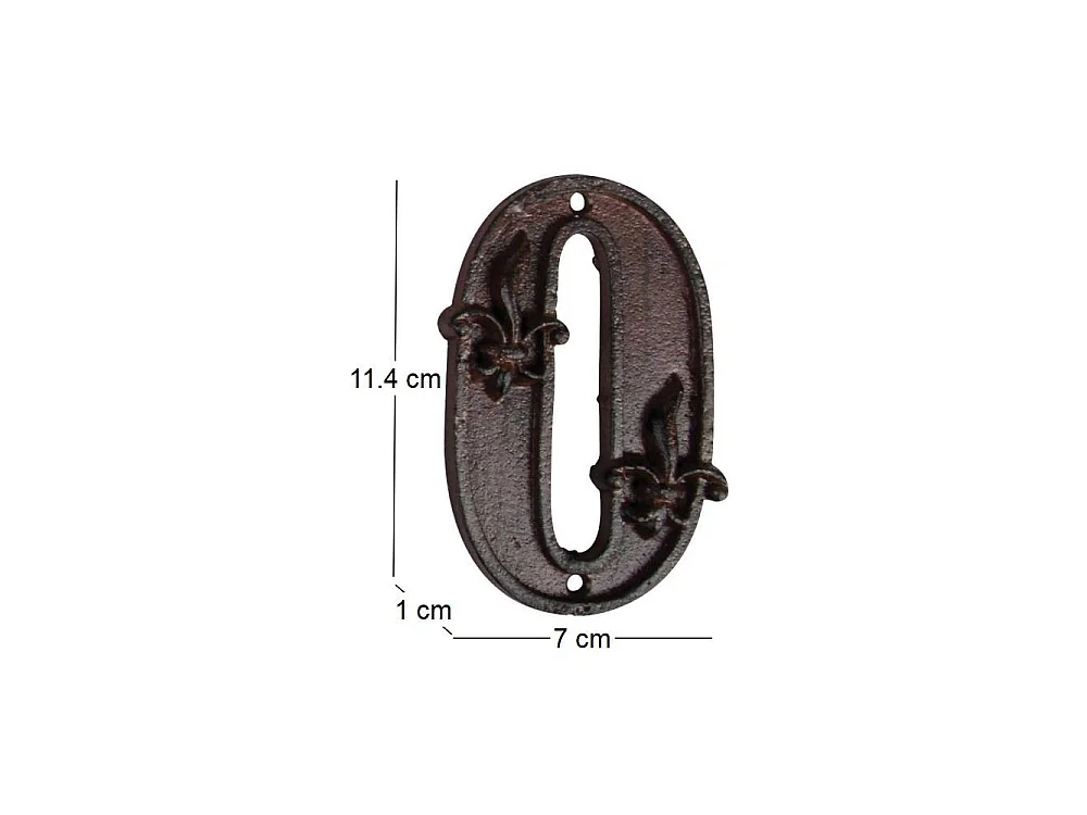 Numéro de maison en fonte Chiffre 0