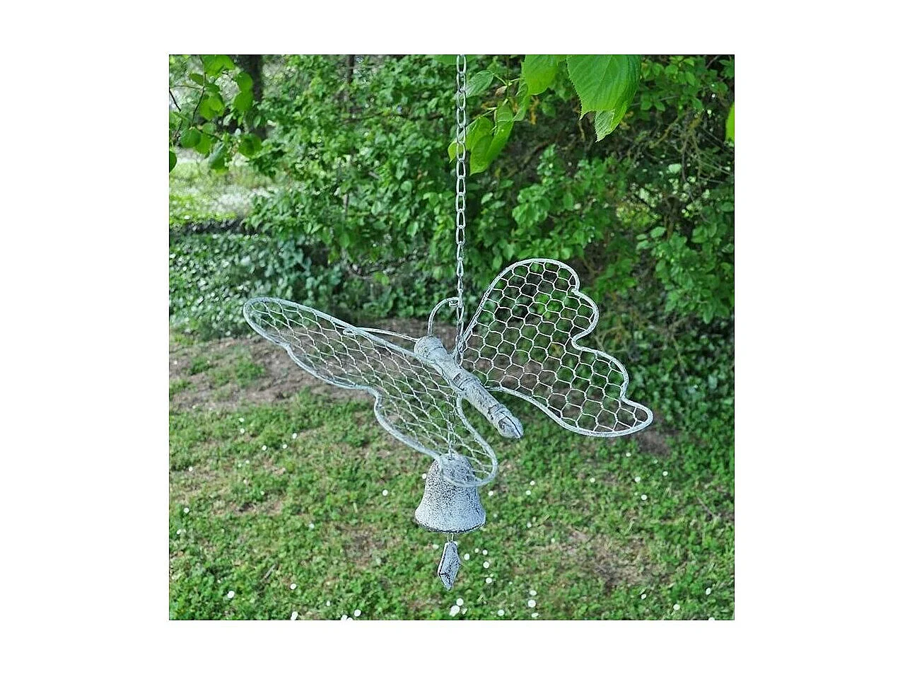 Cloche de jardin papillon blanc patiné