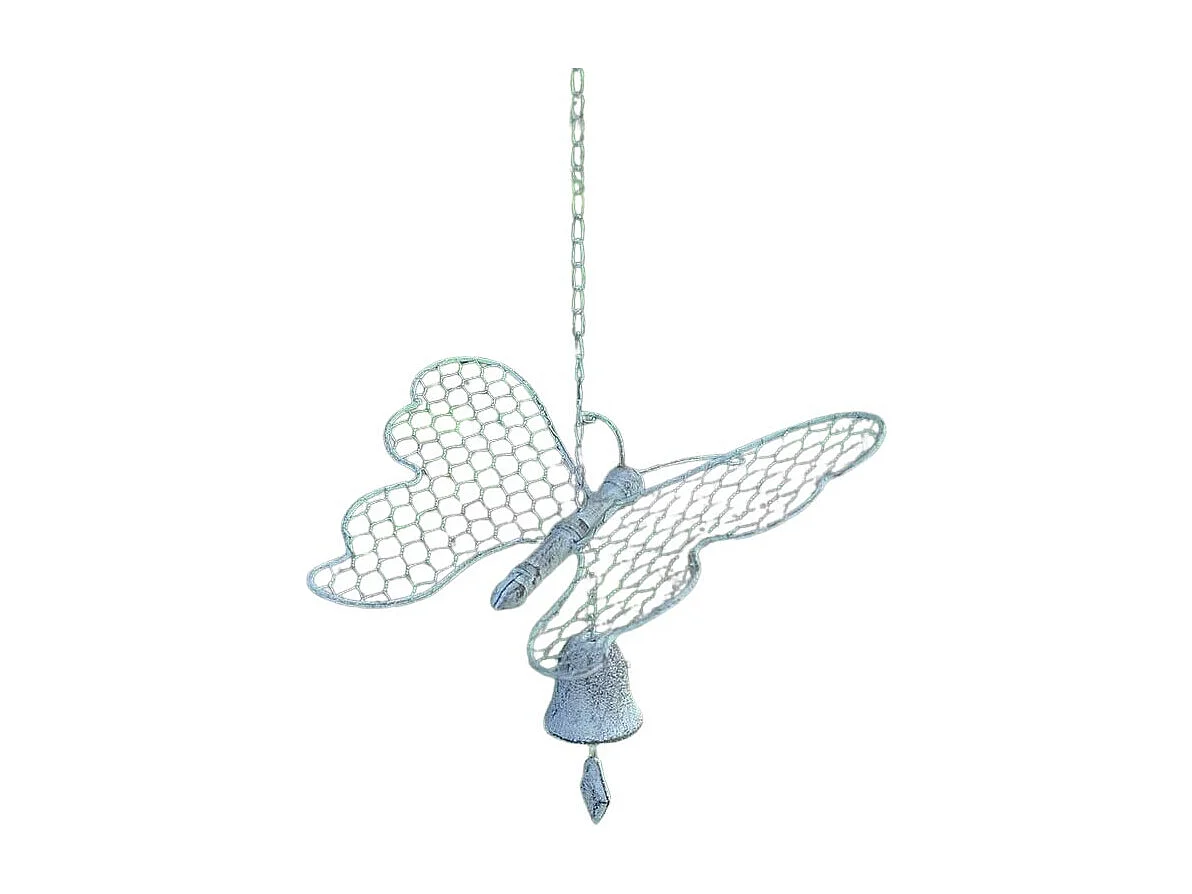 Cloche de jardin papillon blanc patiné