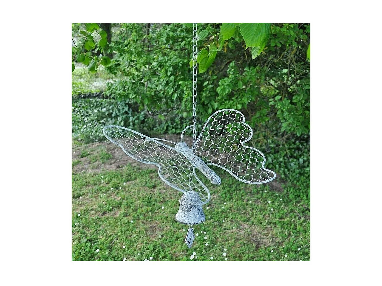 Cloche de jardin papillon blanc patiné
