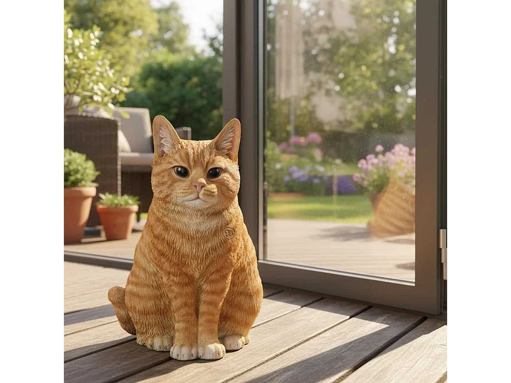 Chat assis en résine 29 cm Roux