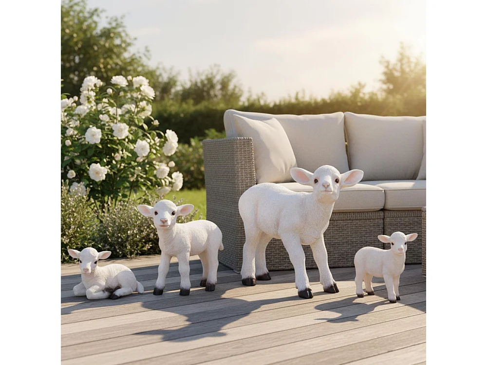 Agneau blanc en résine Debout - 35 x 13,5 x 31 cm